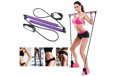 Kit de Barre de Pilates Portable avec Bande de Résistance, Longue Barre de  Résistance-Bâton de Yoga-Barre d'Exercice, Violet