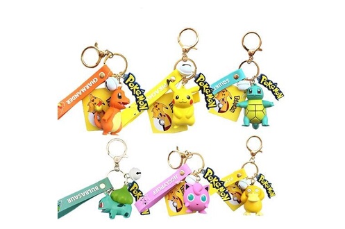 Porte clef GENERIQUE Set de 6 pièces Porte-clés Pokémon Pikachu Psyduck  Squirtle Charmander Bulbasaur Jugglypuff 6 cm