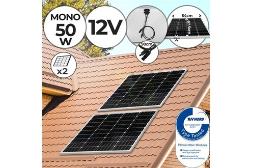 Panneau Solaire Monocristallin - Photovoltaïque, Silicium, 50 W