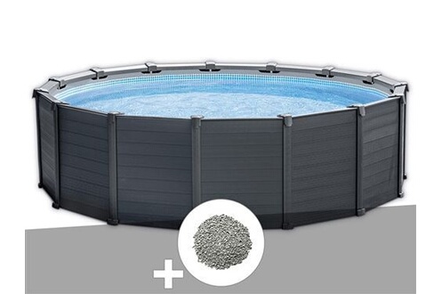 Piscine tubulaire Intex Kit piscine tubulaire Graphite ronde 4,78 x 1,24 m  + 10 kg de zéolite