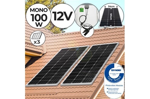 Panneau solaire No-name Panneau Solaire Monocristallin - Photovoltaïque,  Silicium, 50/100/130/150/165 W, Câble avec Connecteur MC4, 12 V - Module  Solaire pour Camping-Car