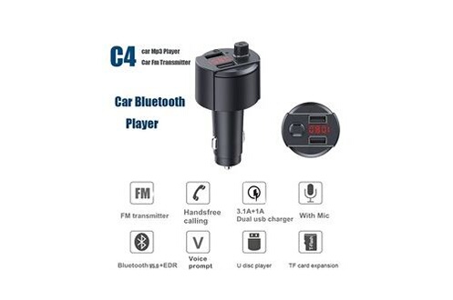 Transmetteur audio GENERIQUE Double usb bluetooth kit voiture mains libres  chargeur fm mp3 player - noir