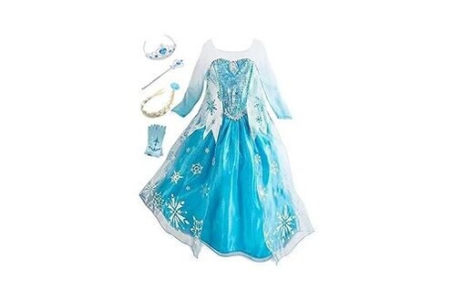 Déguisement enfant GENERIQUE Beunique robe reine des neiges enfant costume  princesse elsa déguisements filles robe de soirée carnaval  halloween,130,bleu,6 ans