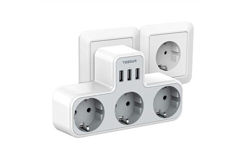 Prise Electrique Murale TESSAN 3 Prises et 3 Ports USB,Gris - Prise,  multiprise et accessoires électriques - Achat & prix