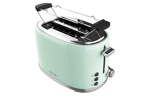 Toast&Taste 1000 Retro Double Green 2-Slice Toaster. 980 W, 2 Wide and  Short Slots of 3.8 cm, Stainless Steel, Upper Heating Rods, Adjustable  Power