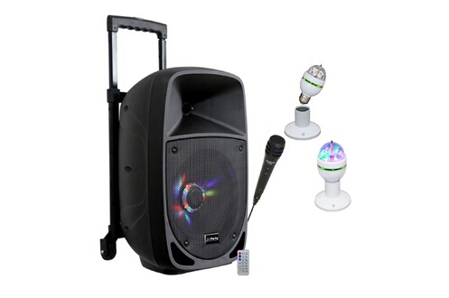 Enceinte autonome Karaoke USB Bluetooth 300W PARTY-8LED Tuner