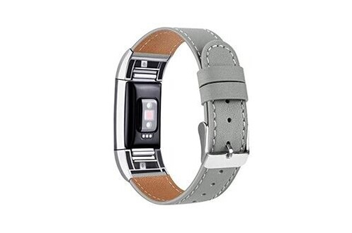 Accessoires bracelet et montre connectée GENERIQUE Tobfit bracelet  compatible fitbit charge 2 en cuir sport femme homme,bande de rechange  ajustable connecteurs en métal accessoires (gris, 5,5"- 8,1")
