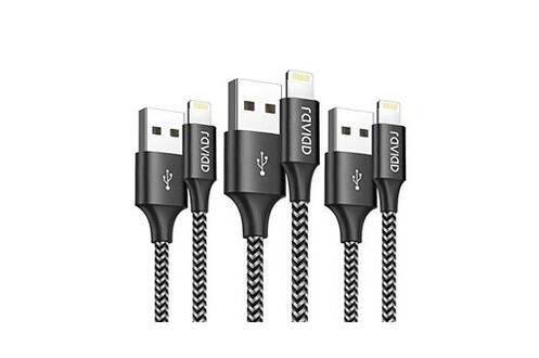 Cables USB Raviad Câble iphone chargeur iphone, [2m/lot de 3] câble  lightning nylon tressé câble charge rapide pour iphone 11/11  pro/x/xs/xr/8/8 plus/7/7 plus/6s/6s