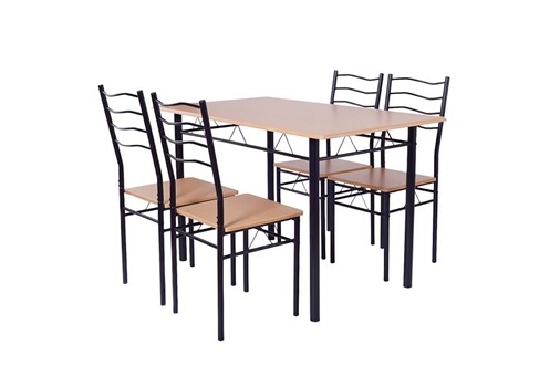 Ensemble table et chaises Giantex Table a Manger avec 4 Chaises Châssis  Métal Contemporain, Couleur hêtre
