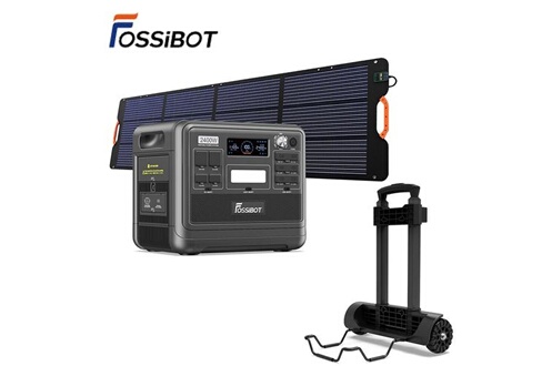 Chargeur et batterie FossiBot Centrale électrique portative F2400  Générateur Solaire Noir+Panneau Solaire+Chariot