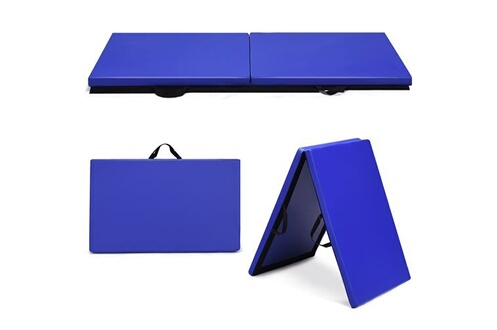 Giantex tapis de gymnastique pliable portable bleu 180 x 60 x 3,8cm pour fitness,yoga,sport et exercice