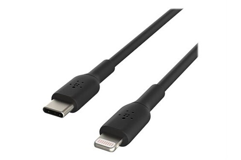 Accessoires audio Belkin BOOST CHARGE - Câble Lightning - 24 pin USB-C mâle  pour Lightning mâle - 2 m - noir - Alimentation USB (18 W)