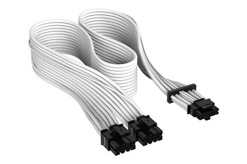 Chargeur et câble d'alimentation PC Corsair Premium individually sleeved  (Type 4, Generation 5) - Câble d'alimentation - 12VHPWR (F) pour  Alimentation PCIe de 8 broches (F) - plat - blanc