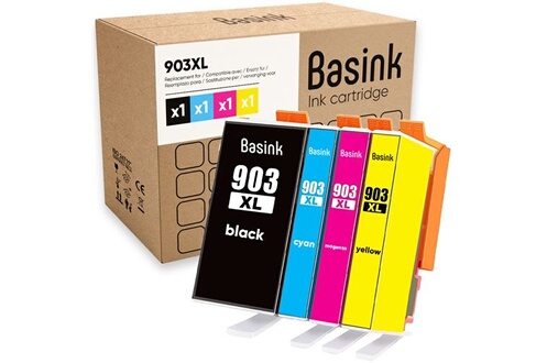 Basink Cartouche d'encre Compatible avec HP 903XL Pack 4 pour Officejet Pro  6950 6960 6970 All-in-One Imprimante