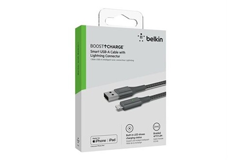 Cables USB Belkin BOOST CHARGE Smart - Câble Lightning - USB mâle pour  Lightning mâle - 1.2 m - gris - pour Apple iPad/iPhone/iPod (Lightning)