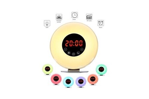 Radio-réveil Yokuli Lampe de chevet portable,chargeur sans fil usb fm radio réveil  lumière led,avec luminosité réglable et mode de changement de couleur