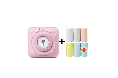Imprimante photo PeriPage Mini imprimante photo thermiquea6 bluetooth pour  téléphone portable avec 6 rouleaux de papier d'impression -rose