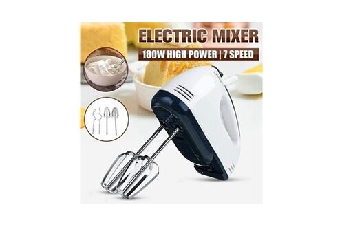 Batteur à œufs électrique blanc en acier inoxydable 180w 7 vitesses  mélangeur de pâte alimentaire cuisine outil de mélange rapide