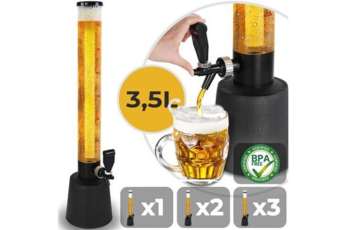 ® Girafe à Bière - avec Robinet, Tube à Glace Amovible, Capacité Max. 3.5  l, Hauteur env. 90 cm, en Plastique sans BPA - Distributeur, Colonne à
