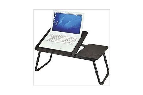 Plateau de lit pour ordinateur ou tablette en bois et métal noir