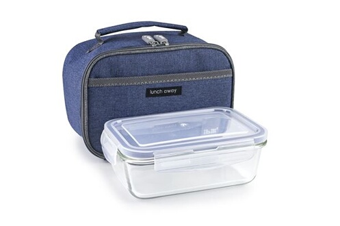 Ibili Lunch Away - Sac de transport thermique pour aliments 3,75 l avec  récipient en verre inclus. Bleu