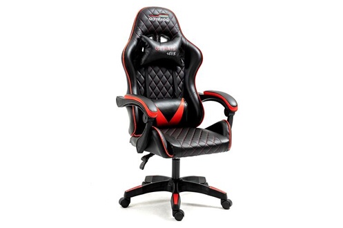 Chaise gaming Amstrad ULTIMATE-BK-RUBY Fauteuil / Chaise de bureau Gamer  coloris noir & rouge - coussin lombaire & appuie tête