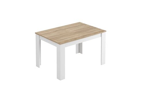 LOUNGITUDE - Table à Manger Extensible L140/190 cm - Blanc/chêne