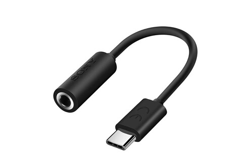 CABLE ADAPTATEUR Noir TYPE USB C MALE VERS JACK 3,5MM FEMELLE