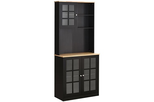 HOMCOM Buffet meuble de rangement avec placard 2 portes et 1 étagère MDF et  verre - 82 x 30 x 98 cm - piètement métal noir