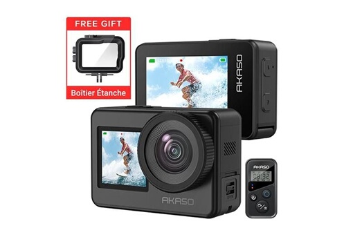 Caméra sport Akaso Caméra de Sport étanche WiFi Brave 7 4K30FPS 20MP avec  écran tactile IPX8 33FT EIS 2.0 Zoom Micro externe Vlog Gris