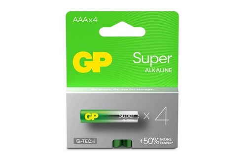 Piles GP Batteries Pack De 4 Piles AAA/LR03 - Alcaline Super - G-Tech -  Carton FSC