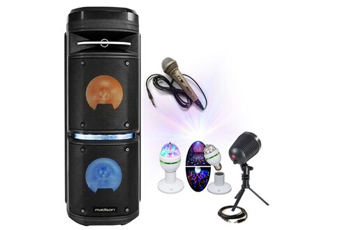 Pack enceinte autonome Karaoké Bluetooth avec jeux de lumière