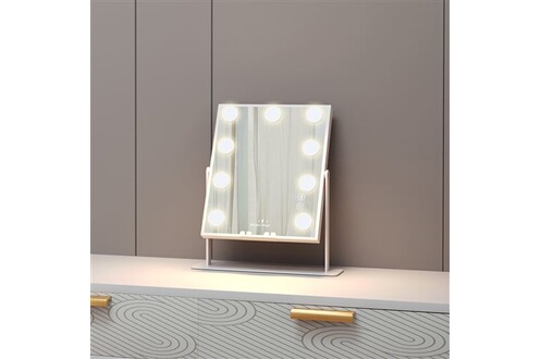 Miroir de Maquillage VANTII Bluetooth Hollywood avec LUMIÈRES avec  Chargement sans fil - 9 LED ROTATION À 360°
