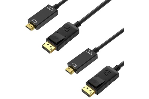 Câble 4K DisplayPort vers HDMI 1,8 mètres uni-directionnel transmission  pour Lenonvo HP Dell AMD Asus Nvidia [Lot de 2]®