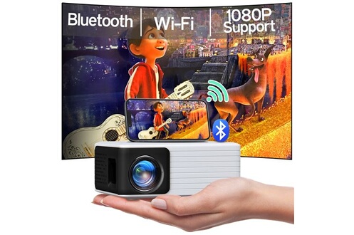 Mini Projecteur avec Bluetooth LED Vidéoprojecteur Portable 1080P Supportée pour  Téléphone Portable Home Cinéma Film