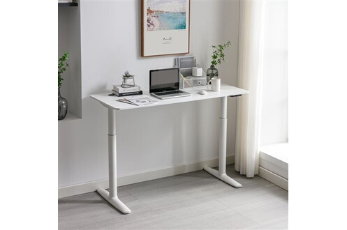 Bureau assis debout Premium XL Bureau électrique Arogno à hauteur réglable  140 x 60 cm blanc pro.tec