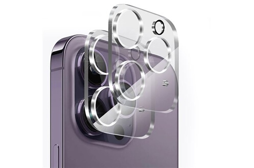 POROLIR Protection d'objectif d'appareil photo à paillettes pour iPhone 15  Pro/iPhone 15 Pro Max, anneau en métal plus coque en verre trempé 9H, coque