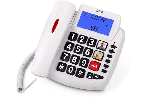 Téléphone filaire Spc Comfort Volume 2 - Téléphone fixe Senior grandes  touches, amplificateur vol, compatible appareils auditifs et caller ID