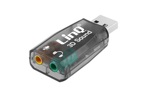 Cables USB Linq Carte Son Externe USB vers 2 Jack 3.5mm Audio Microphone  Surround 5.1 noir