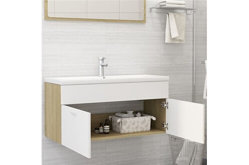 VIDAXL Dix pieces pour salle de bains avec lavabo et robinet beige