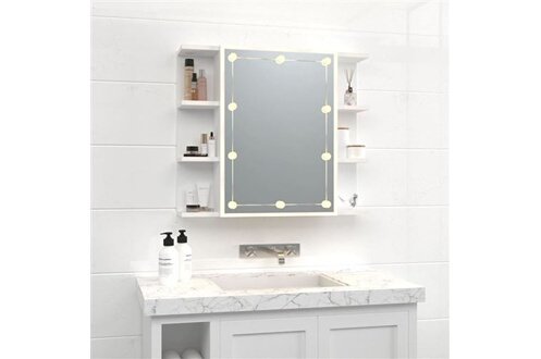 Meuble de salle de bain vidaXL Armoire à miroir avec LED Blanc 70x16,5x60  cm
