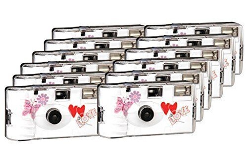 Appareil photo jetable GENERIQUE Lot de 12 appareils photo jetables TopShot  red love hearts pour 27 photos avec flash