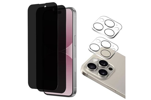iPhone 15 Pro/Max/15 Plus/15 - Protection d'écran en verre trempé Anti  Espion privacy