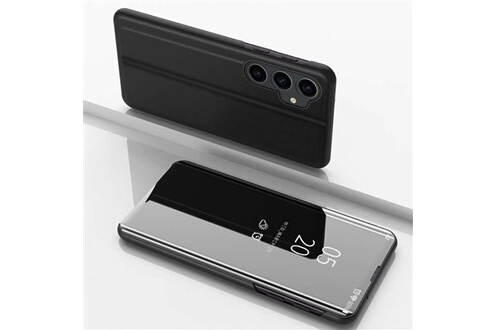 Coque et étui téléphone mobile Htdmobiles Housse pour Samsung Galaxy S23 FE  5G - etui coque portefeuille clear view + verre trempe - NOIR 