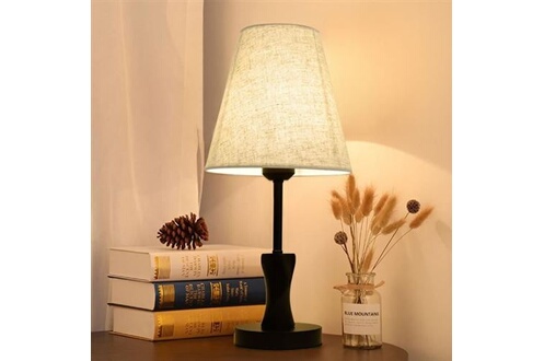 Lampe de table de chevet LED, lampe de chambre avec abat-jour en