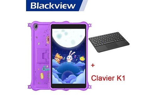 Tablette tactile Blackview Tab 50 Kids Tablette Enfant 8 HD 6Go+64Go/SD 1To  5580mAh Android 13 Wifi Contrôle Parental Violet Avec Clavier K1