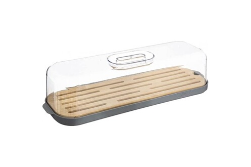 Boîte à pain en bambou - Gris - L 39 x P 12 x H 9,7 cm - Collection Fresheat