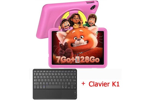 Tablette tactile Blackview Tablette Enfants Tab 8 Kids 10.1 WiFi 6 Android  12 7Go+128Go 8MP+5MP 6580mAh Rose Avec Clavier K1
