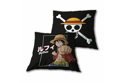 Manga Déco - Coussin Enfant Noir One Piece Luffy - 35x35 cm pas