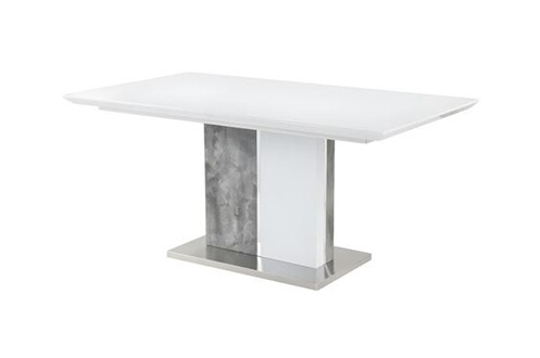 Vente-Unique - Table à manger extensible - 4 à 6 couverts - MDF et métal  inoxydable - Blanc laqué - CUSCO - Tables à manger - Rue du Commerce